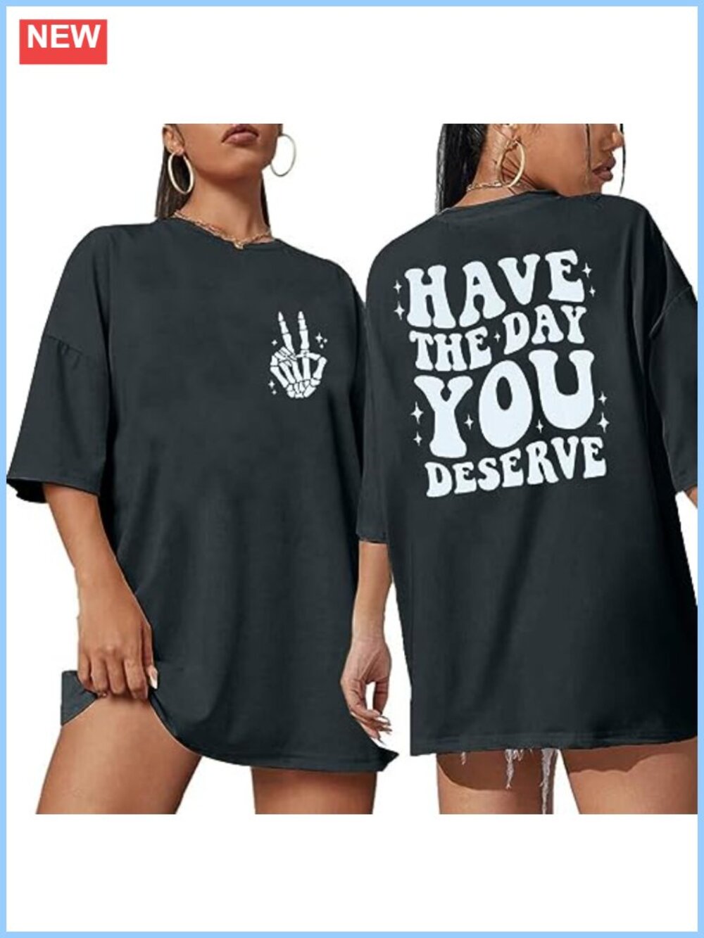 Oversized Graphic T-Shirt Funny Skeleton Skull Print Casual Tee